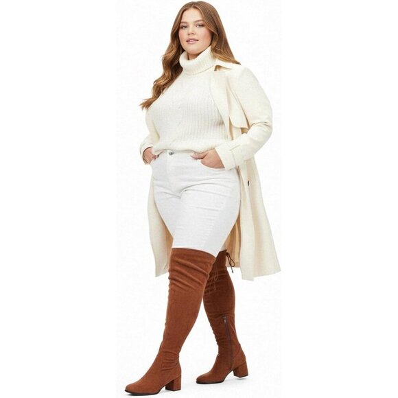 Women Brown Faux Suede Chunky ​​Block Heel Round Toe Fall Side Zipper Boot - Picture 4 of 6